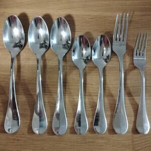 7 Piece Food Network Mint Pattern Flatware Stainless Spoons Forks